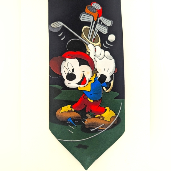 Golfing Mickey Mouse Necktie MICKEY UNLIMITED Goofy Donald Duck Golf Golfer Tie - Picture 11 of 11